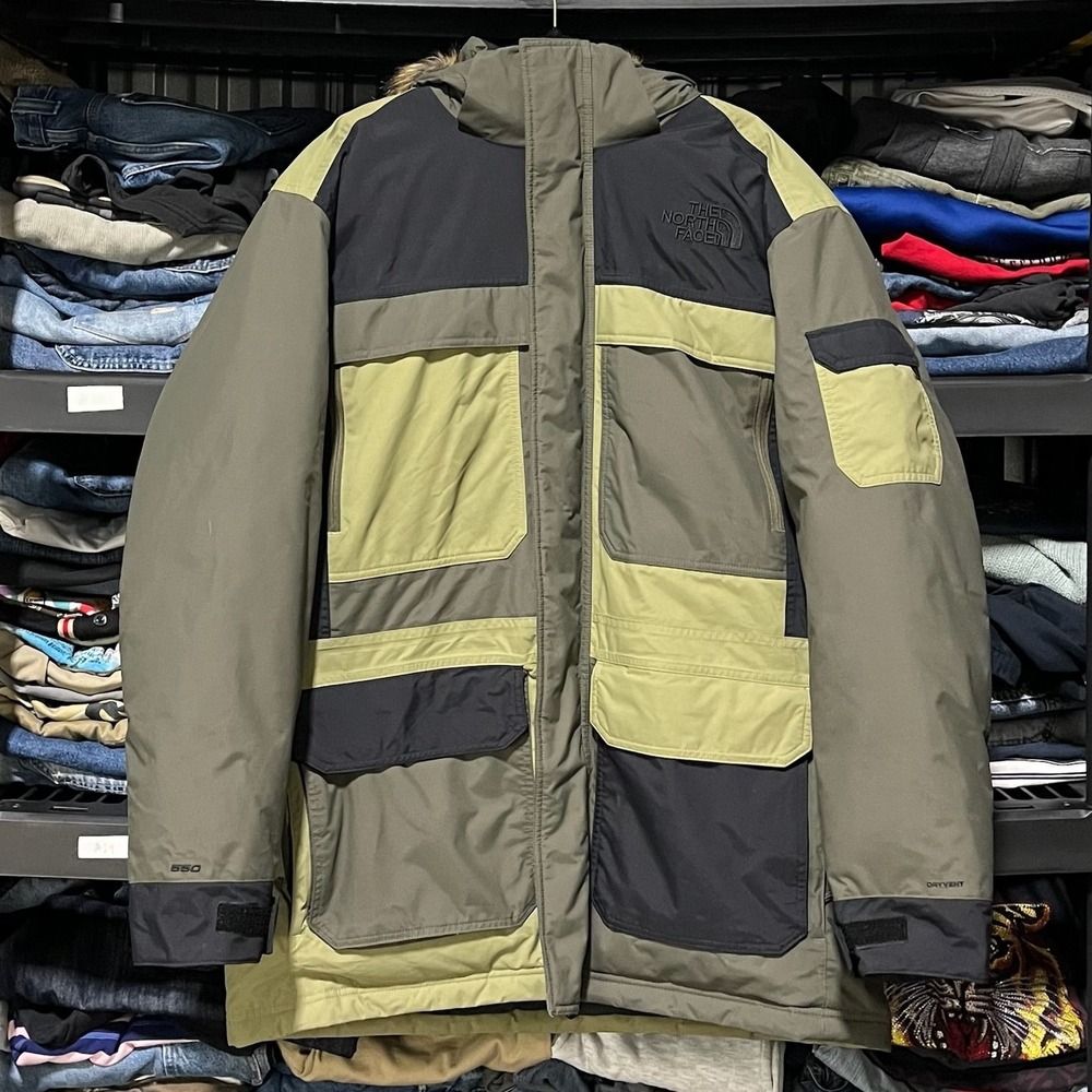 The North Face Parka‎ 550 Down Jacket McMurdo Parka Fur Hood Size XL Green